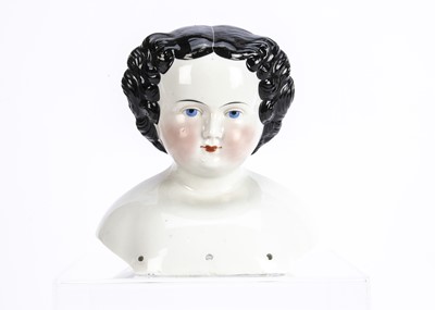 Lot 1366 - A large 19th century German china shoulder head doll