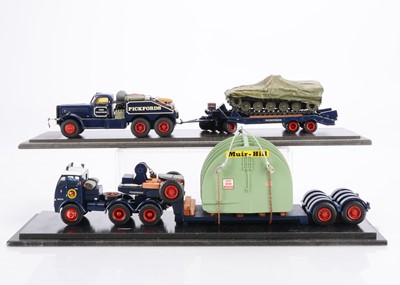Lot 190 - White Metal 1:48 Scale Kit Built 'Pickfords' Heavy Haulage Vehicles