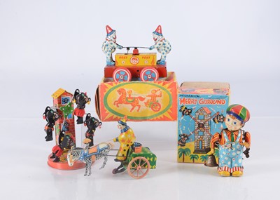 Lot 314 - Circus & Fairground Related Tinplate Clockwork Toys
