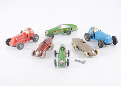 Lot 334 - Tri-ang Minic plastic and tin Clockwork Racing Cars (6)