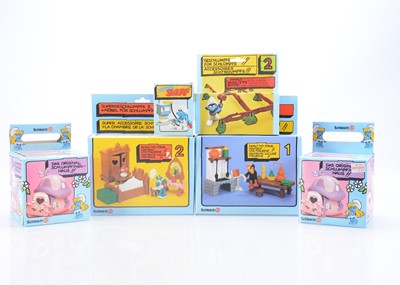 Lot 382 - 1980's Schleich Smurf Playsets