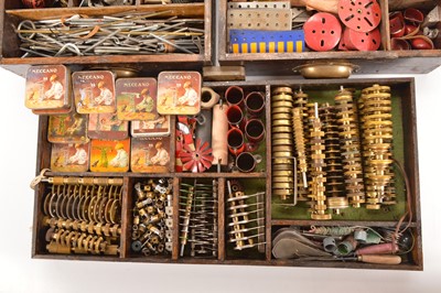 Lot 407 - A large wooden box of Meccano in the style of No 10 set with trays and drawers with more parts and accessories than a traditional set