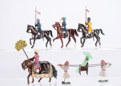 Lot 453 - Marlborough Military Models Durbar Series individual pieces comprising European lady in seat being carried by bearers (2)