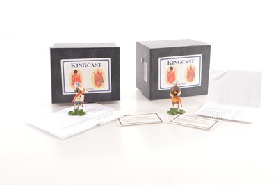 Lot 551 - Kingcast Wyvern Standard series of individually boxed new metal knights with correct heraldry comprising English foot knights WS7 John Delves of Doddington