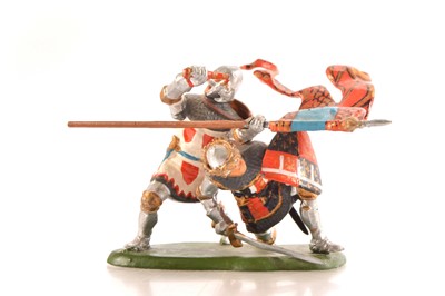 Lot 559 - Peter Cowan's Fleur de Lys series rare double figure vignette of Sir Richard Fitzsimon shielding the Black Prince at Crecy