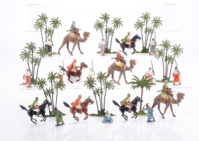 Lot 595 - A lot of loose Britains Arabs of the Desert comprising pre (2) and post WW2 Arabs on camels