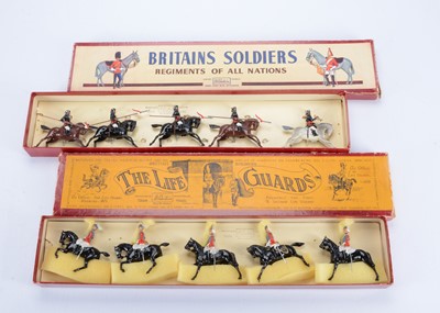 Lot 598 - Britains post WW2 5pce sets 1 Life Guards - later version with 2 cantering and 2 walking horses