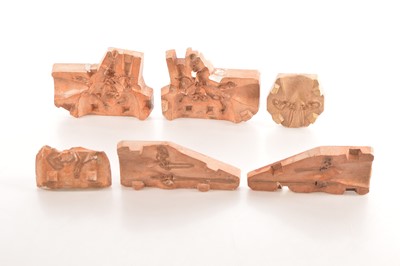 Lot 609 - 2 and 1/2 moulds - one marked 1394 and No.5, one marked 194A and No.5 and the 1/2 mould marked 196A - subsequently Britains 1660 mounted Knight of Agincourt