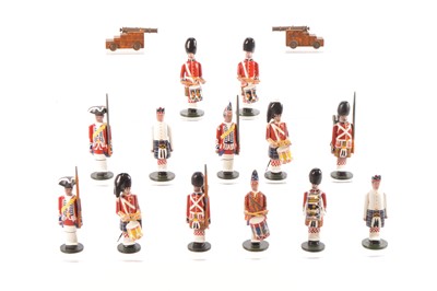 Lot 631 - Thirteen hand-made carved wooden soldiers made for the Canadian tourist trade by R & M Kirby - each individually numbered and signed under the base
