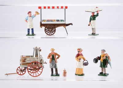 Lot 636 - Trophy Miniatures Town & Country series street vendors comprising Fruit & Veg stand with figure