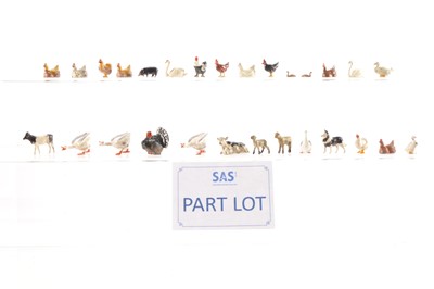 Lot 643 - Small collection of Britains Farm Birds with a few animals comprising Prize Poultry (17)