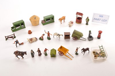 Lot 646 - Farm and village life figures and accessories by various makers not including Britains comprising Taylor & Barrett individual fruit and vegetables (28)