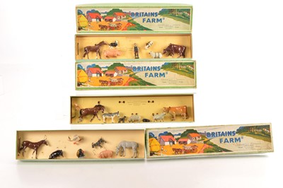 Lot 653 - Britains boxed farm sets (3) comprising 123F, 133F and 148F
