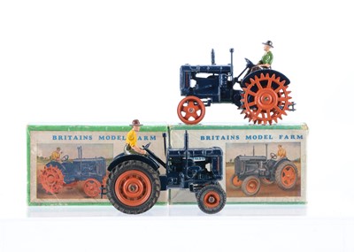 Lot 661 - Britains boxed Fordson Major tractors 127F Spudded Wheel and 128F Rubber Tyres