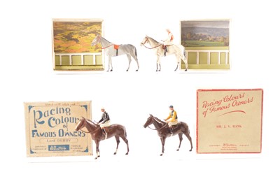 Lot 671 - Britains Racing Colours race horses comprising boxed Lord Derby in pre WW2 box