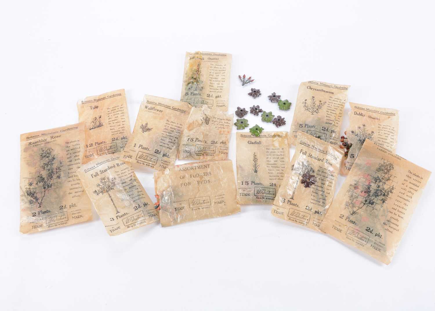 Lot 674 - Britains Miniature Gardening flowers in original packets comprising Rambler Rose (2 packets containing 5 roses)