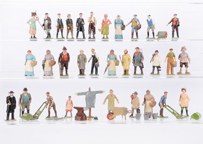 Lot 678 - A lot of Britains Farm and Garden series lead figures comprising Gardener pushing lawnmower (2)