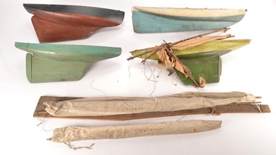 Lot 695 - Four 1914 to mid 1930's  wooden Pond Yachts (4)