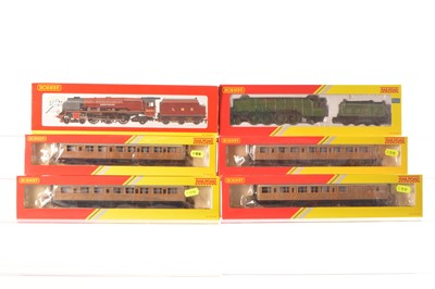 Lot 106 - Hornby China OO Gauge LMS/LNER Steam Locomotives with Tenders and LNER Coaches (6)