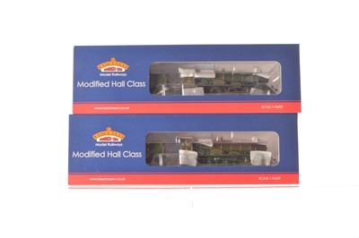 Lot 178 - Bachmann OO Gauge BR Modified Hall Class Steam Locomotives with Tenders (2)