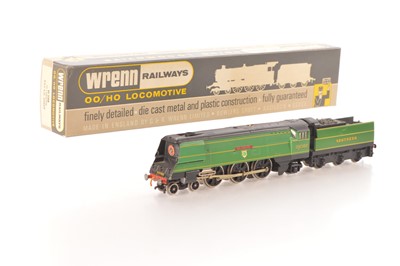 Lot 274 - Wrenn 00 Gauge W2266 SR green 'Plymouth' modified and renamed 21C102 'Salisbury' and three empty Locomotive boxes (4)