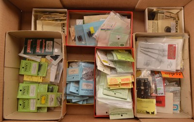 Lot 294 - Very large collection of 00 Gauge parts for kit building Locomotives Coaches and wagons and lineside accessories by various manufacturers all in original packaging and unused (140+)
