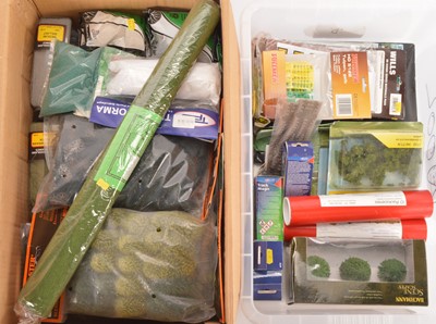 Lot 307 - Large quantity of mostly 00 Gauge scenic items including Trees Bushes scatter material ballast and other modelling items and tools by various makers (50+)