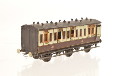 Lot 344 - EM Gauge metal kitbuilt LNWR 6-wheel Third/Brake Coach