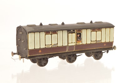 Lot 352 - EM Gauge metal kitbuilt LNWR 6-wheel Guards/Parcels Coach.