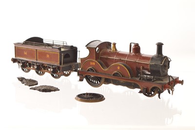 Lot 370 - OO Gauge kitbuilt Midland Railway crimson lake 2-4-0 No 109 Locomotive and tender requires attention