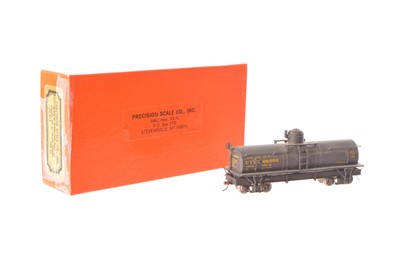 Lot 392 - Precision Scale Co HOn3 Gauge brass painted black Union Tank Co UTEX 88006 bogie Tank wagon