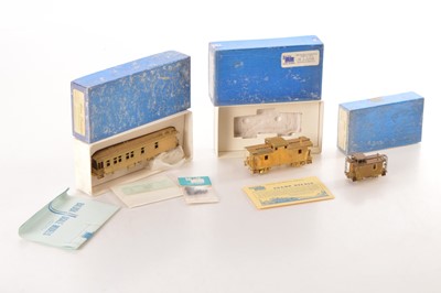 Lot 400 - Precision Engineered Japan for Balboa Scale Models HO Gauge  unpainted brass Caboose and HOn3-9 Gauge Caboose and Business Coach (3)