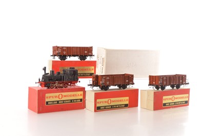 Lot 472 - Gebauer Spur 0 Modern issue 0 Gauge Continental outline Locomotive and Freight cars (5)