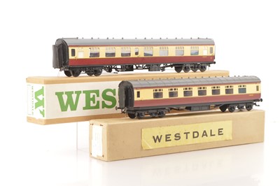 Lot 542 - Westdale 0 Gauge Finescale pair of Kitbuilt BR Crimson and Cream Passenger Coaches (2)