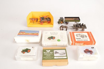Lot 594 - 0 Gauge Tractors Mechanical Horse and Horse Drawn Plough unmade kits and three kitbuilt models by various makers (9)