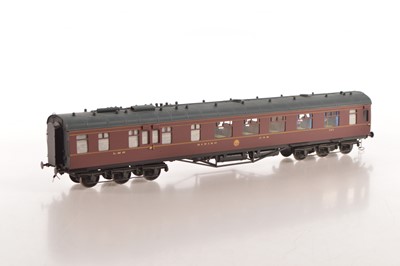 Lot 598 - 0 Gauge TMS Models Stanier 12 Wheel 68' First/Third Dining Car Period 3 LMS Crimson Lake 250