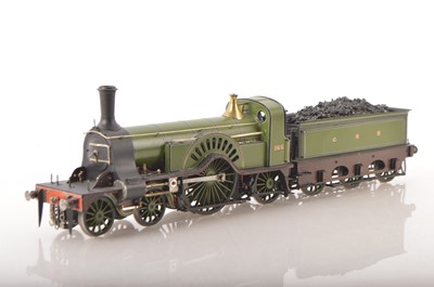 Lot 608 - Kitbuilt Finescale 0 Gauge 4-2-2 Loco & Tender Lined green class GNR Sterling single