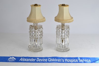 Lot 6 - A pair of late Victorian or Edwardian cut glass table lustres