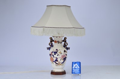 Lot 56 - Masons ironstone table lamp with shade