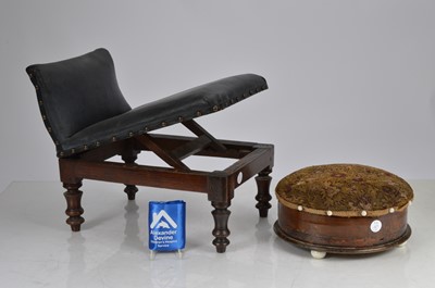 Lot 68 - Adjustable gout stool and a footstool