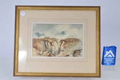 Lot 100 - A signed watercolour of Crags in Langdale by Gordon Dale