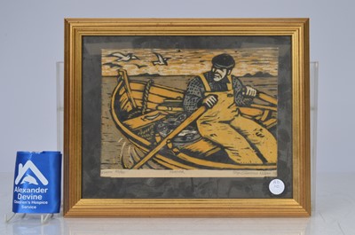 Lot 110 - A limited edition lithograph 20/40 of fisherman in rowing boat