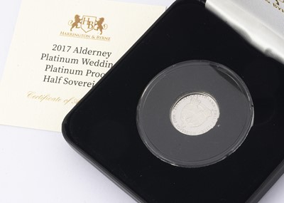 Lot 18 - A 2017 Alderney Platinum proof half sovereign commemorative coin
