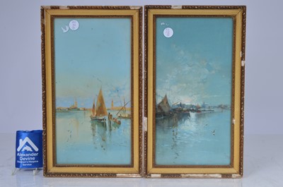 Lot 118 - Signed pair of watercolours depicting harbour scenes