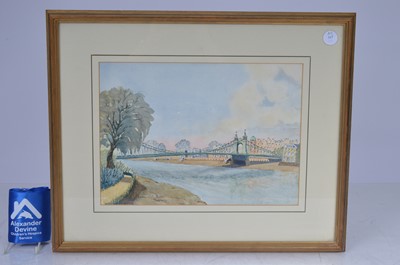 Lot 120 - Watercolour of Hammersmith Bridge by Howard Pedraza dated 1997
