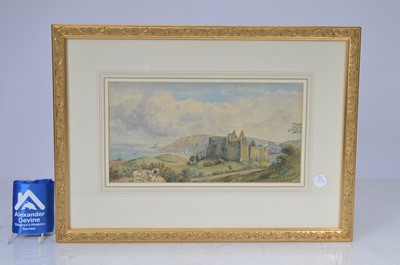 Lot 124 - Watercolour of ruins of Oystermouth castle