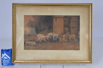 Lot 128 - Signed and dated watercolour of shepherd and sheep