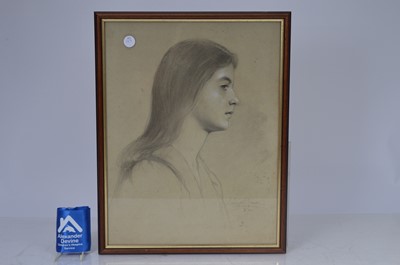 Lot 129 - A charcoal sketch of a young woman