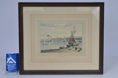 Lot 130 - Engraving of Shoreham harbour by William Daniell RA published by the artist 1823