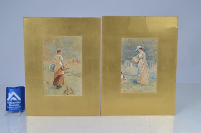 Lot 132 - Pair of unframed watercolours of farmyard scenes by Arthur Foord-Hughes